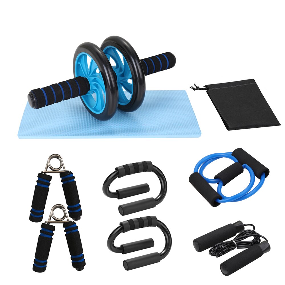 Muscle Exercise Equipment Abdominal Press Wheel Roller Home Fitness Equipment Gym Roller Trainer with Push UP Bar Jump Rope