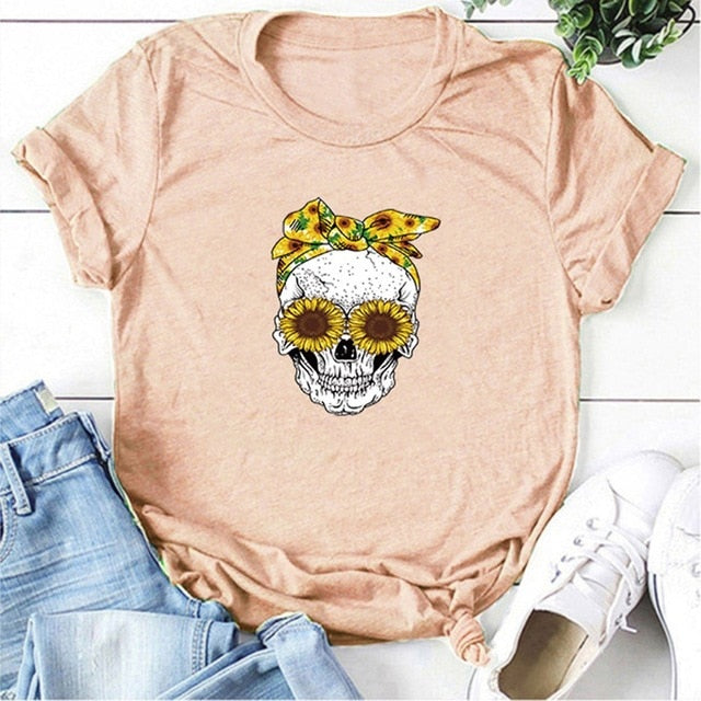 Casual Short Sleave T Shirt, Sunflowers.